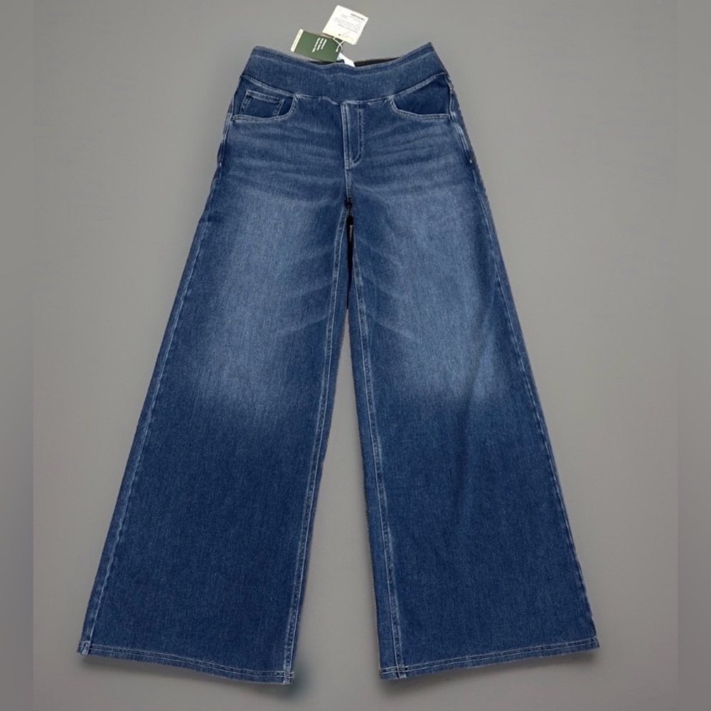 Halara High-Waisted Wide Leg Flex Denim Jeans Medium Wash Blue Size S Regular - Picture 1 of 11